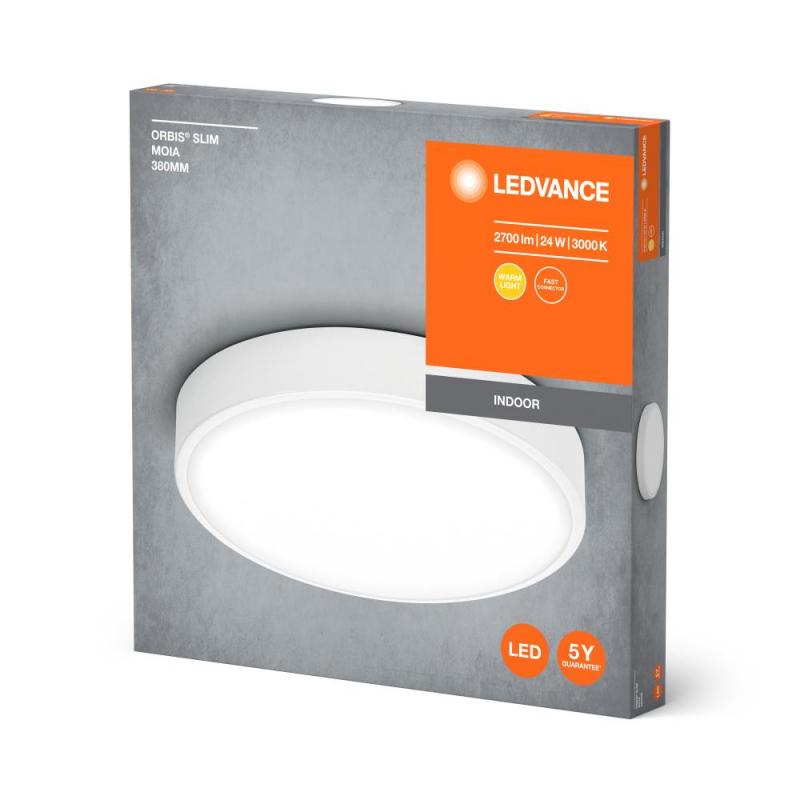 LEDVANCE Flache LED-Deckenleuchte Orbis Slim Moia 38cm 24W weiß 20W Warmweißes Licht